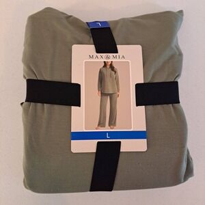 Max & Mia Lounge Set Womens Large Dark Sage New 2pc Hoodie Wide Leg 815-398